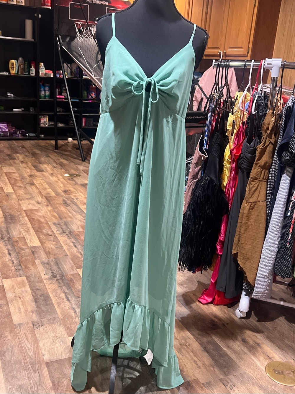wild fable Mint Green Maxi Dress with Tie Front